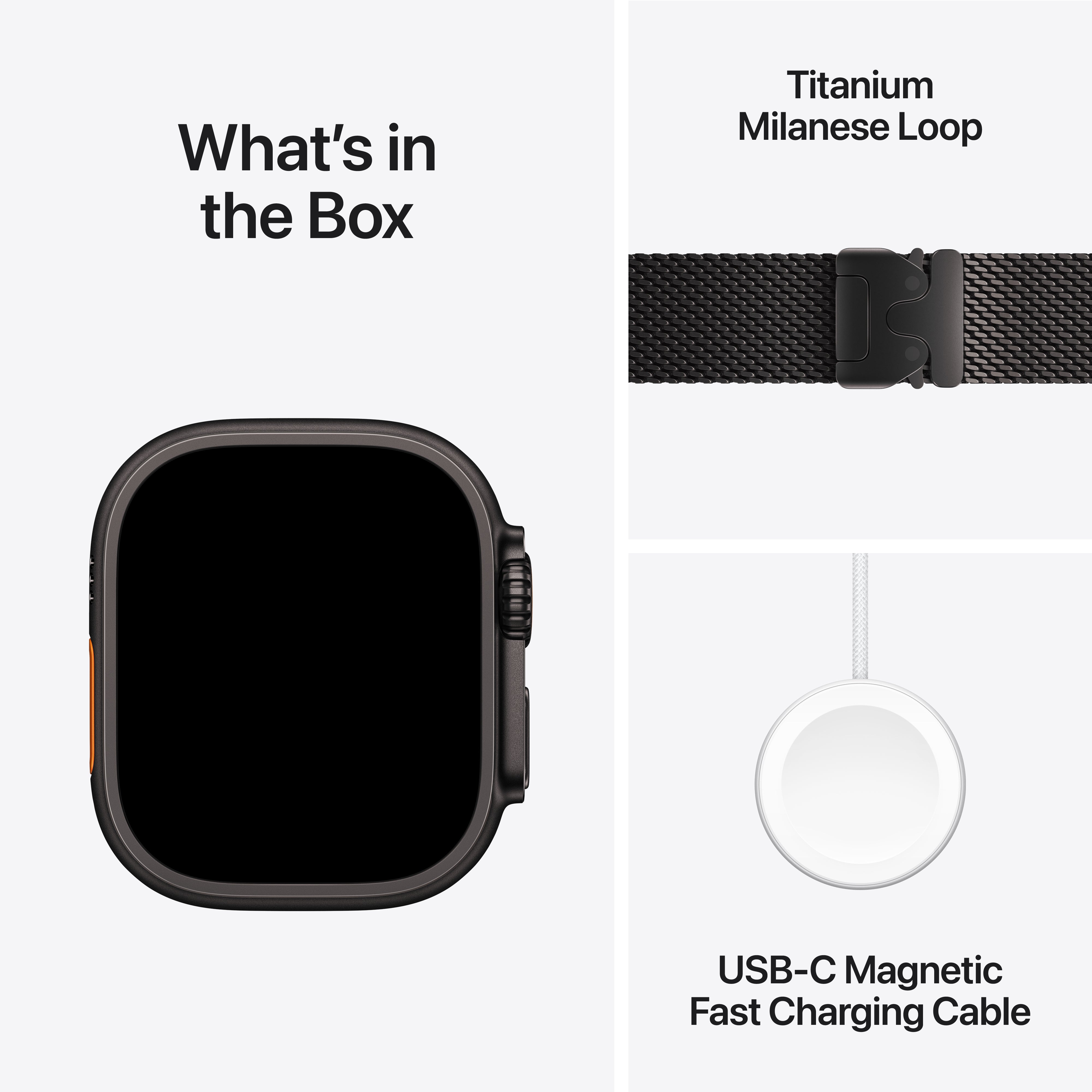 Apple Watch Ultra 3 GPS + Cellular, 49mm Black Titanium Case with Black Titanium Milanese Loop – MF1T4 (L)
