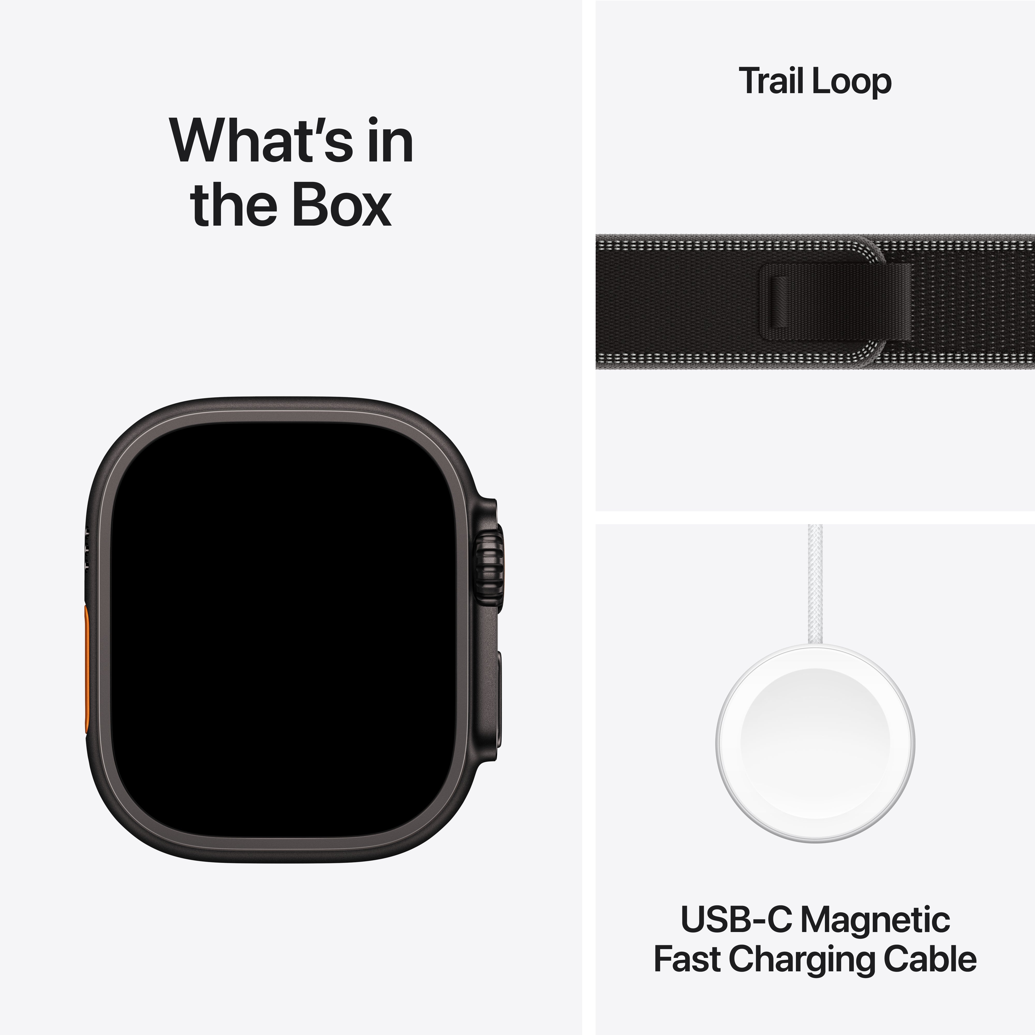 Apple Watch Ultra 3 GPS + Cellular, 49mm Black Titanium Case with Black/Charcoal Trail Loop – MF1H4 (M/L)