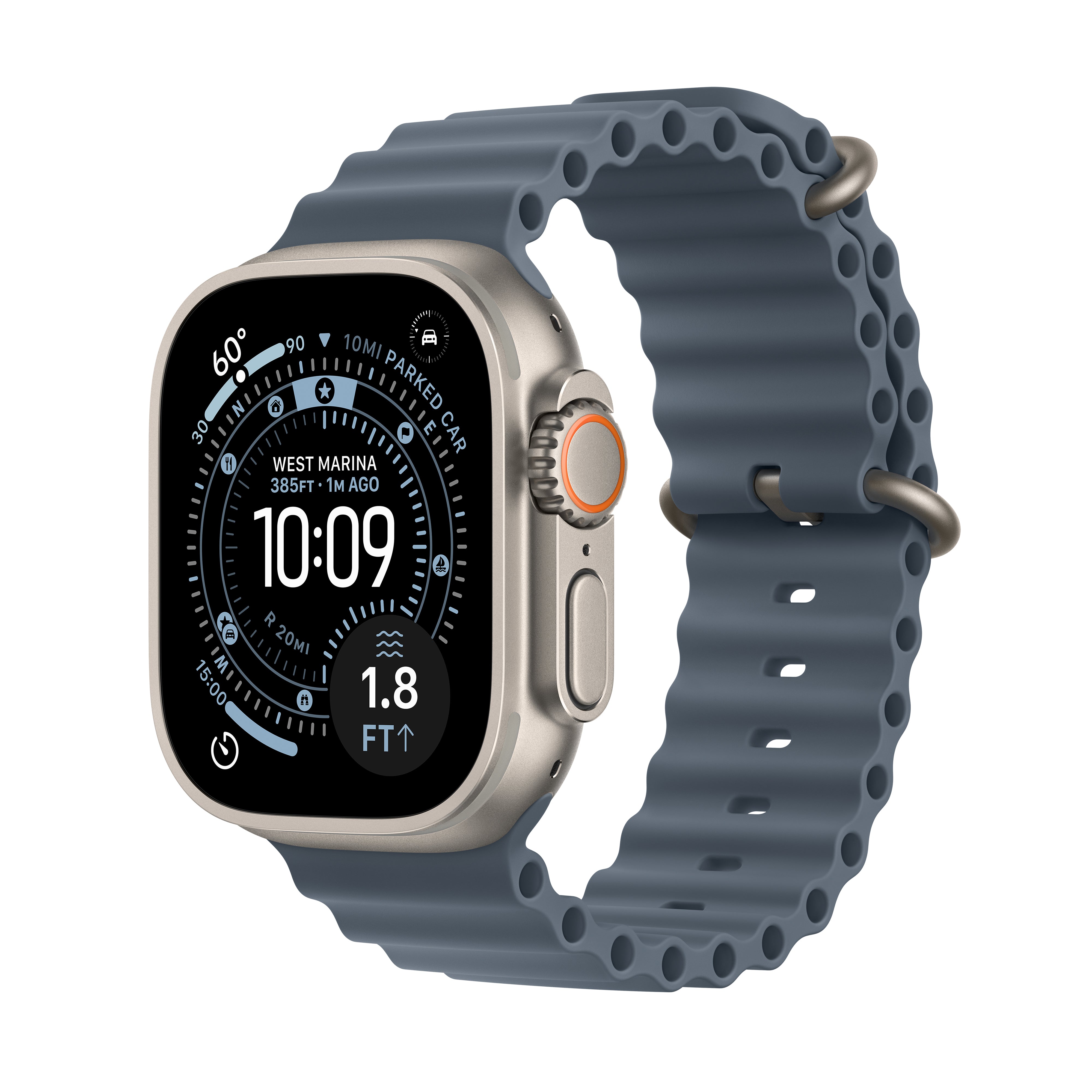 Apple Watch Ultra 3 GPS + Cellular, 49mm Natural Titanium Case with Anchor Blue Ocean Band – MEWH4