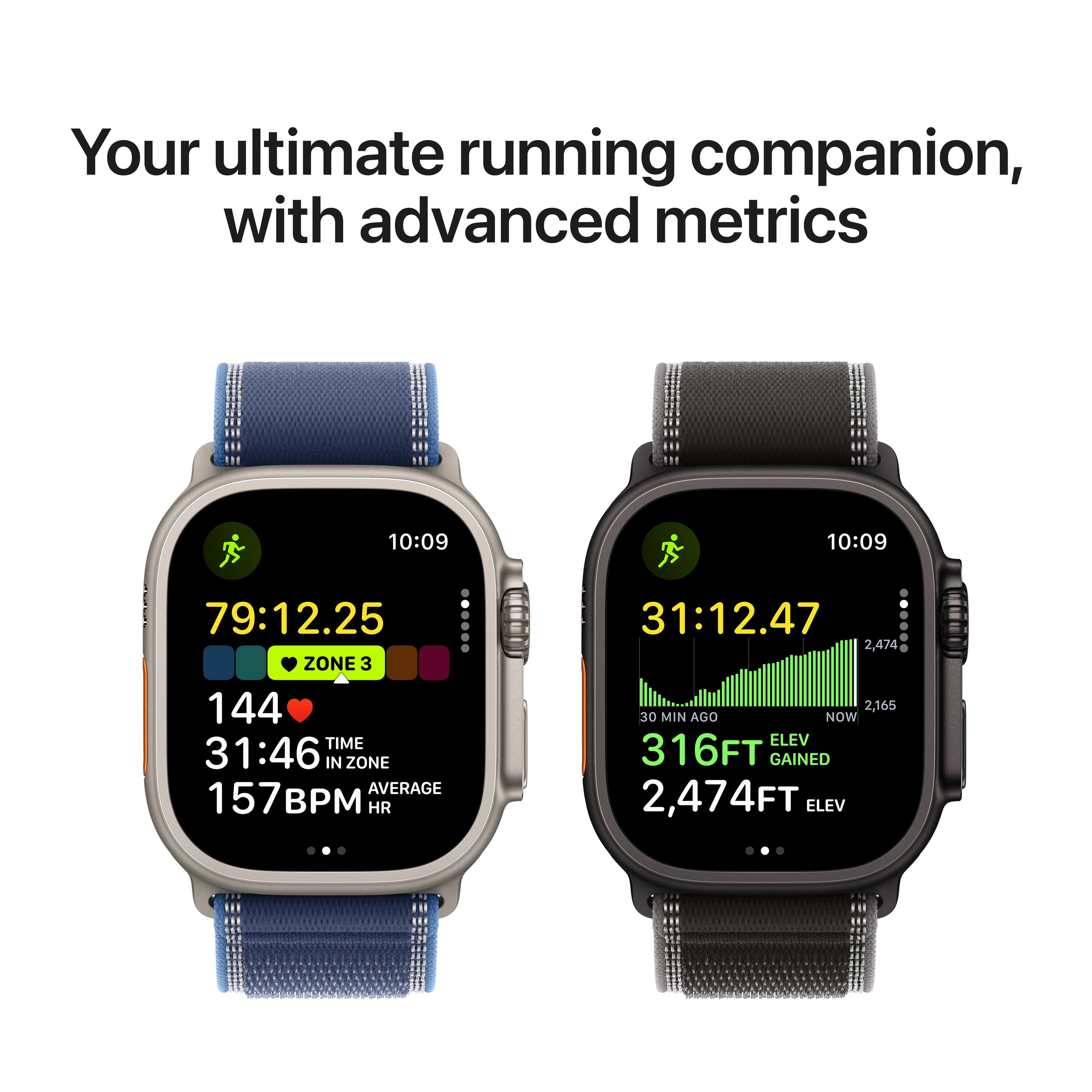 Apple Watch Ultra 3 GPS + Cellular, 49mm Natural Titanium Case with Blue/Bright Blue Trail Loop – MEWU4 (M/L)