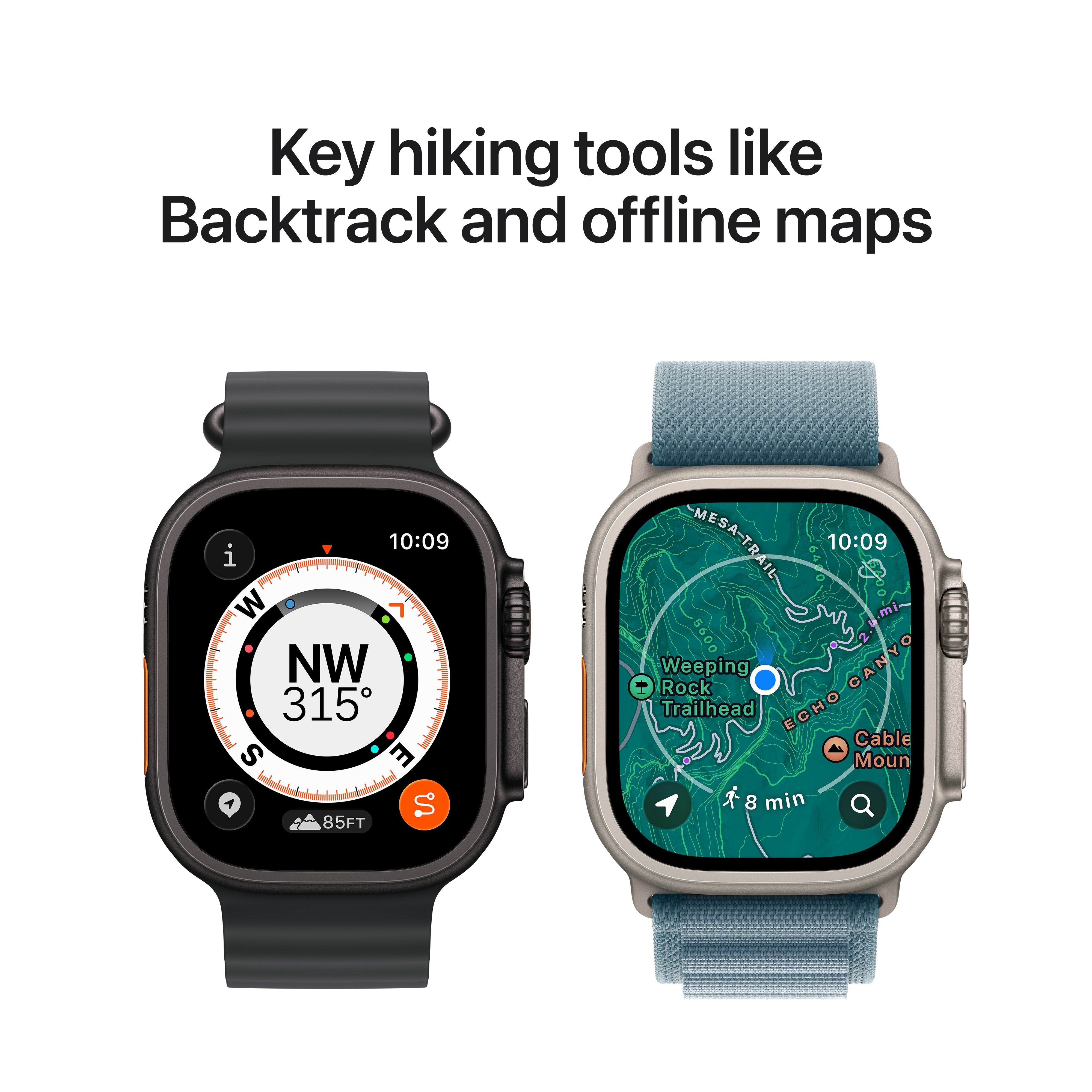 Apple Watch Ultra 3 GPS + Cellular, 49mm Natural Titanium Case with Blue/Bright Blue Trail Loop – MEWU4 (M/L)