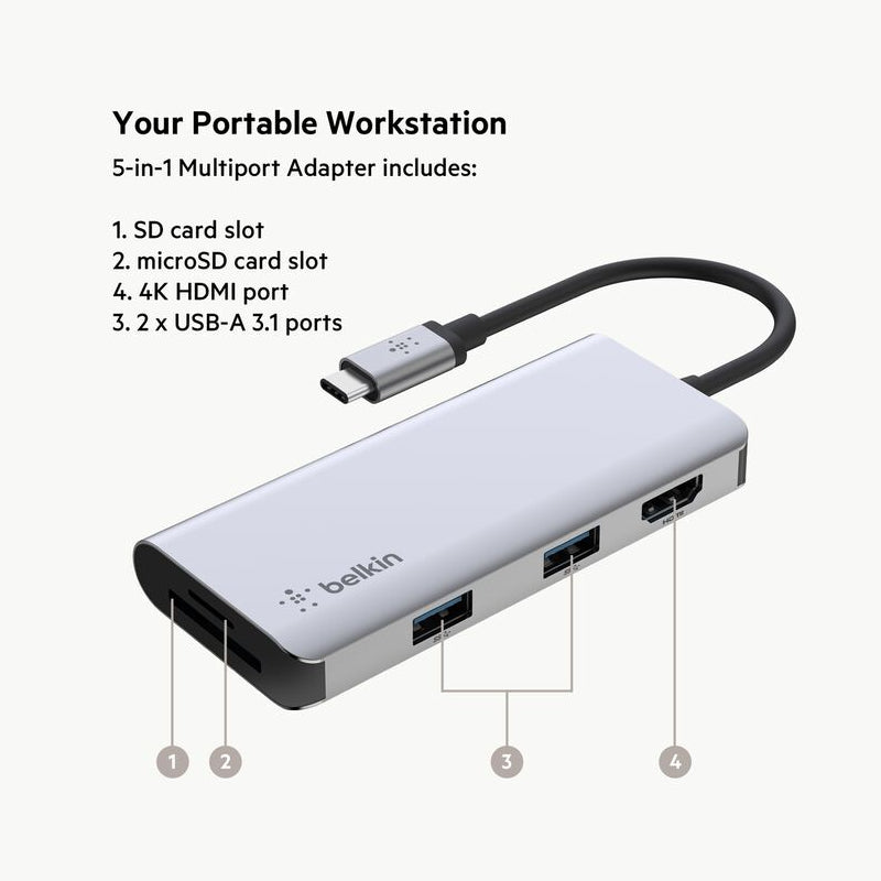 Belkin USB-C Multiport Hub (5-in-1)