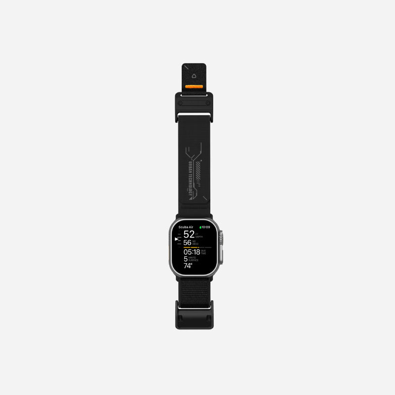 AULUMU A11 band for Apple Watch, Black buckle 3D Woven Herringbone with Letter M (42/44/45/46/49mm)