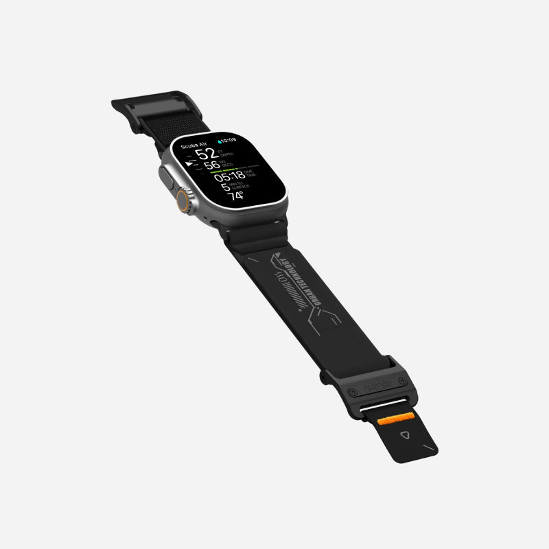 AULUMU A11 band for Apple Watch, Black buckle 3D Woven Herringbone with Letter M (42/44/45/46/49mm)