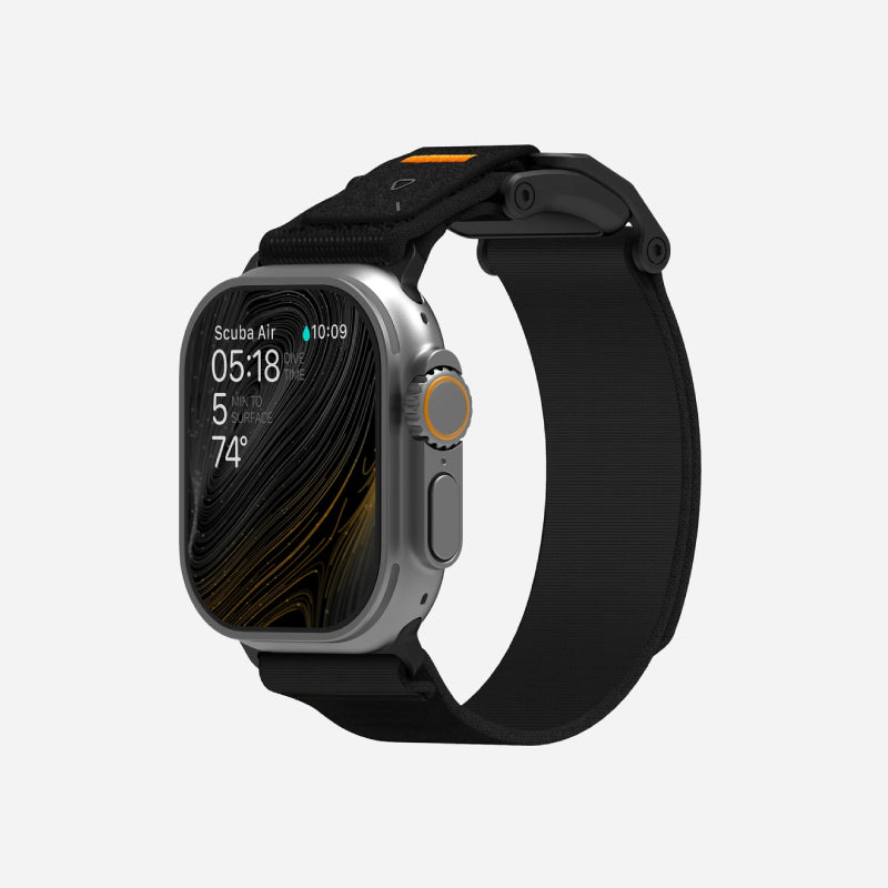 AULUMU A11 band for Apple Watch, Black buckle 3D Woven Herringbone with Letter M (42/44/45/46/49mm)