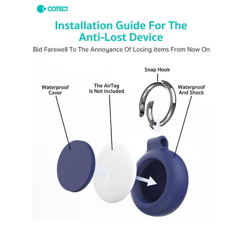 COTECi Silicone Waterproof Protective Case for Airtag
