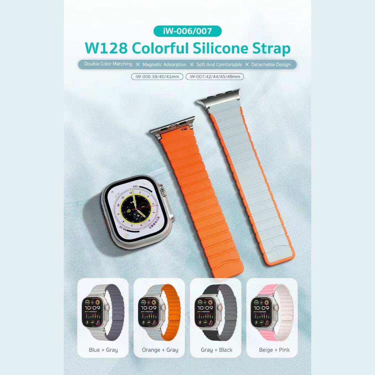 COTECi W128 Colorful Silicone Strap for Apple Watch (42/44/45/49mm)