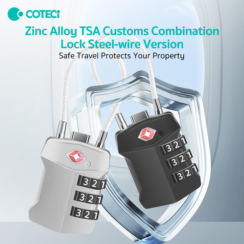 COTECi Zinc Alloy TSA Customs Combination Lock Steel-wire version