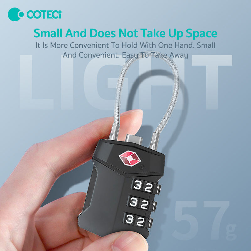 COTECi Zinc Alloy TSA Customs Combination Lock Steel-wire version