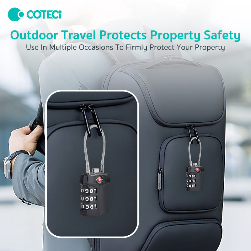 COTECi Zinc Alloy TSA Customs Combination Lock Steel-wire version