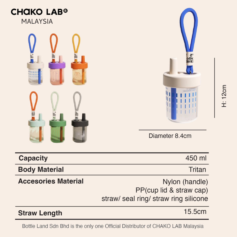 Chako Lab Bo Bo Straw Cup Plastic 450ml