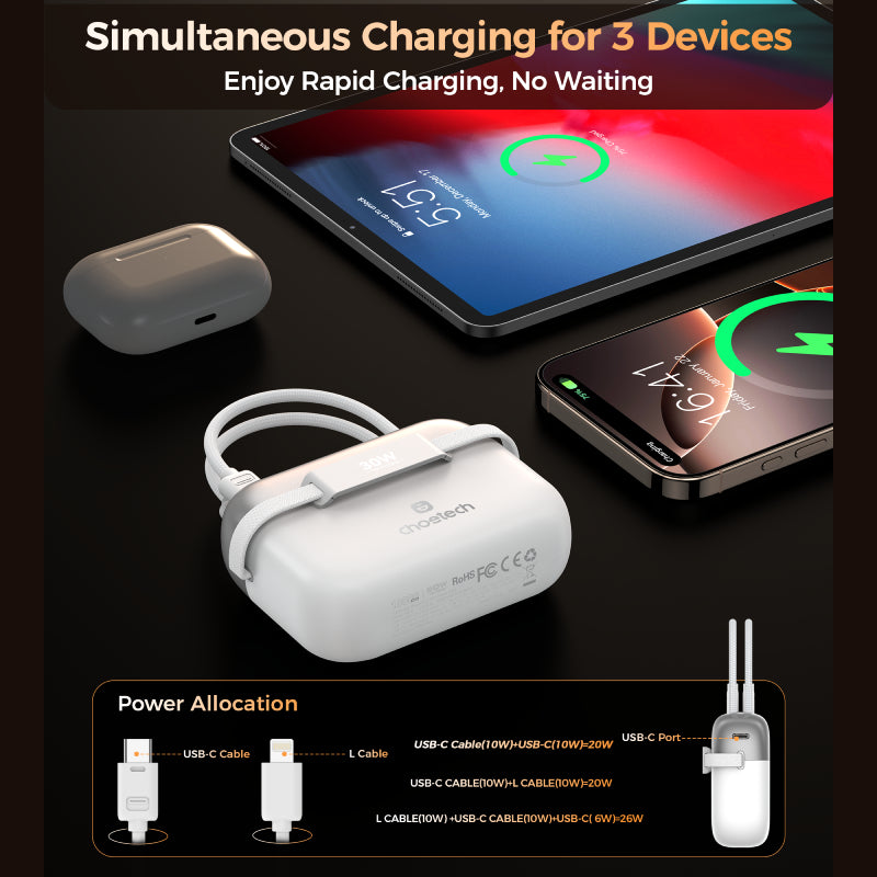 Choetech 10000 mAh 30W 2C Line Power Bank