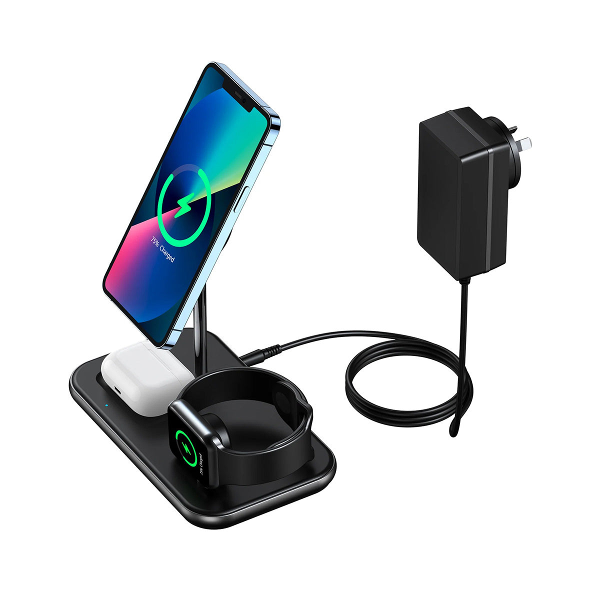 Choetech 3-in-1 Magnetic Wireless Charging Station T589-F (Black)