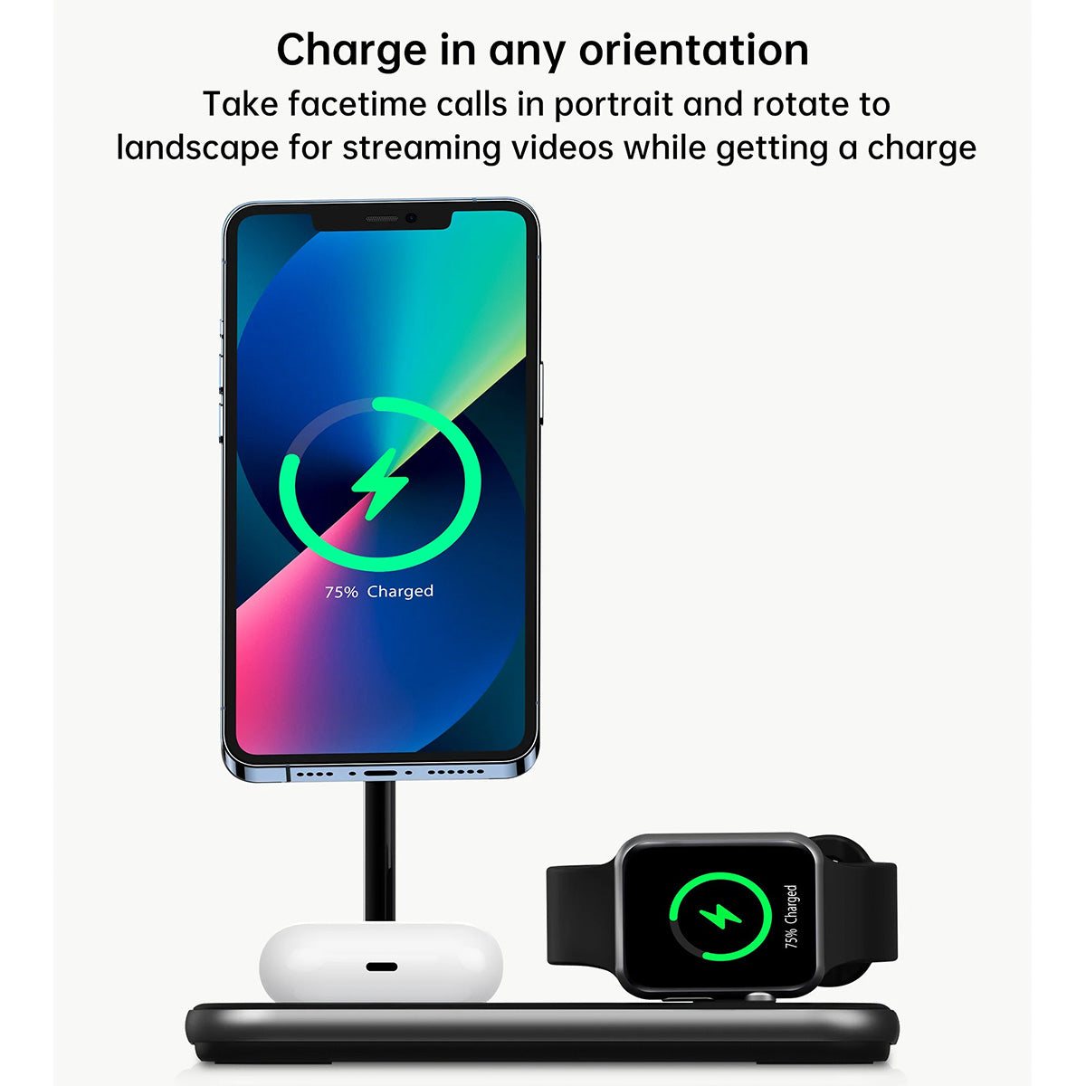 Choetech 3-in-1 Magnetic Wireless Charging Station T589-F (Black)