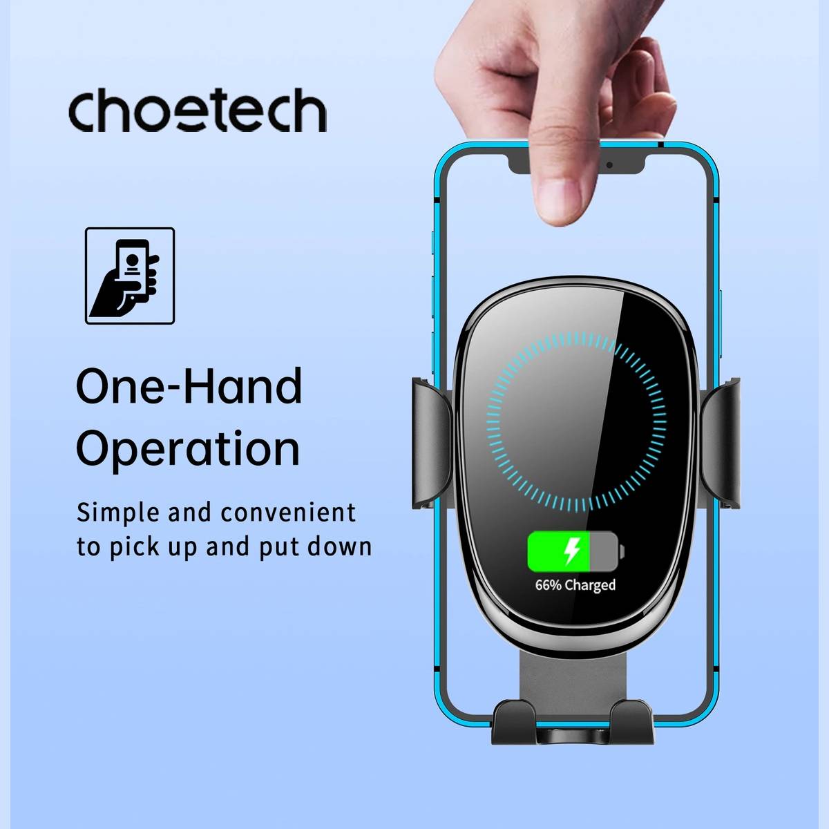 Choetech Wireless 15W Car Holder with charger (T203-F)