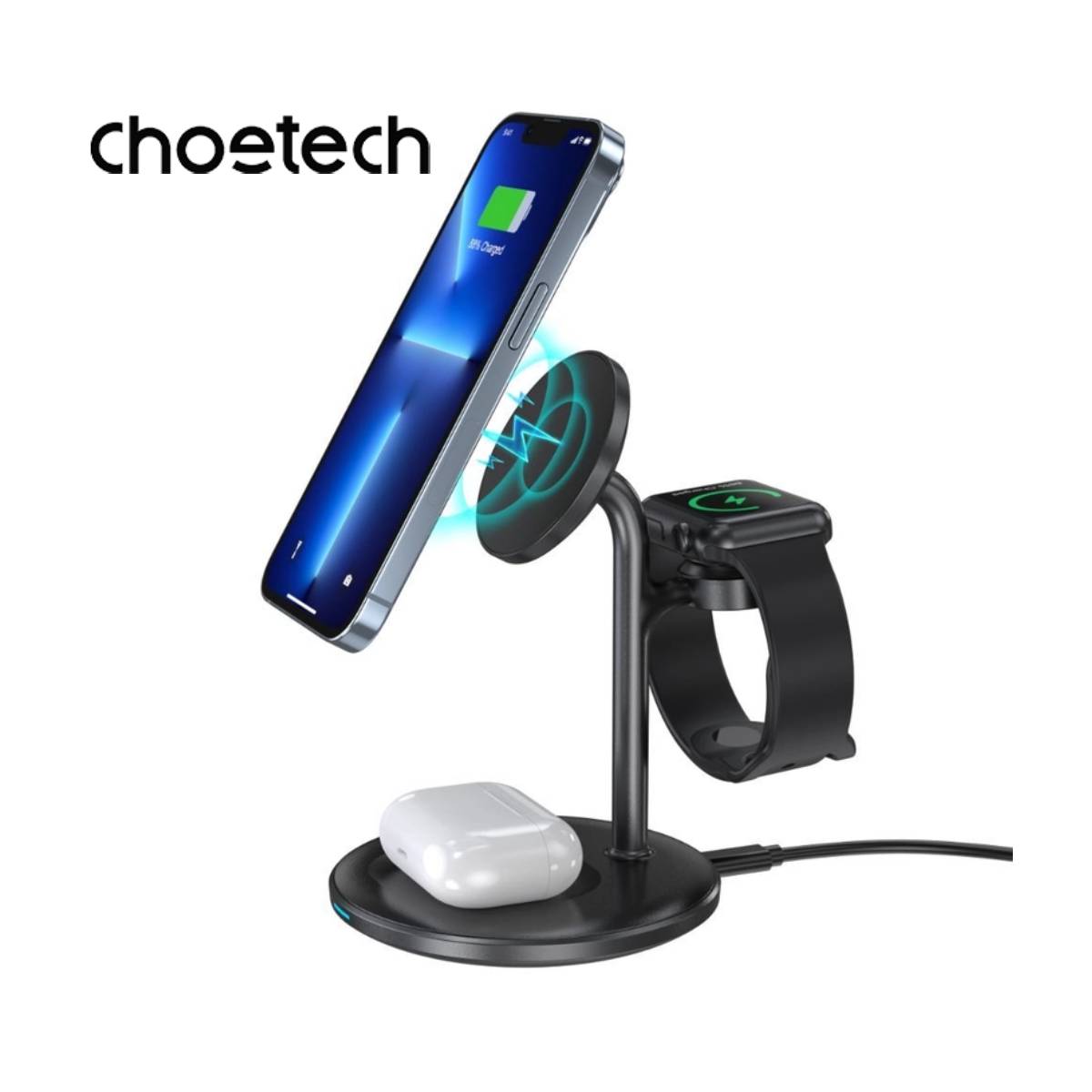 Choetech Qi2 3-in-1 15W Wireless Charger with MagSafe (T585-F Plus)