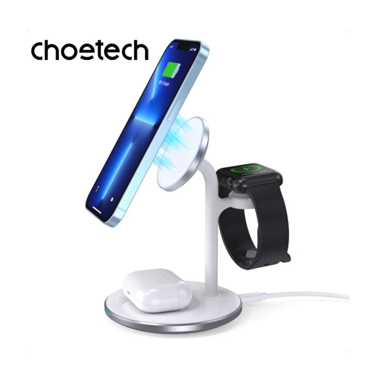 Choetech Qi2 3-in-1 15W Wireless Charger with MagSafe (T585-F Plus)