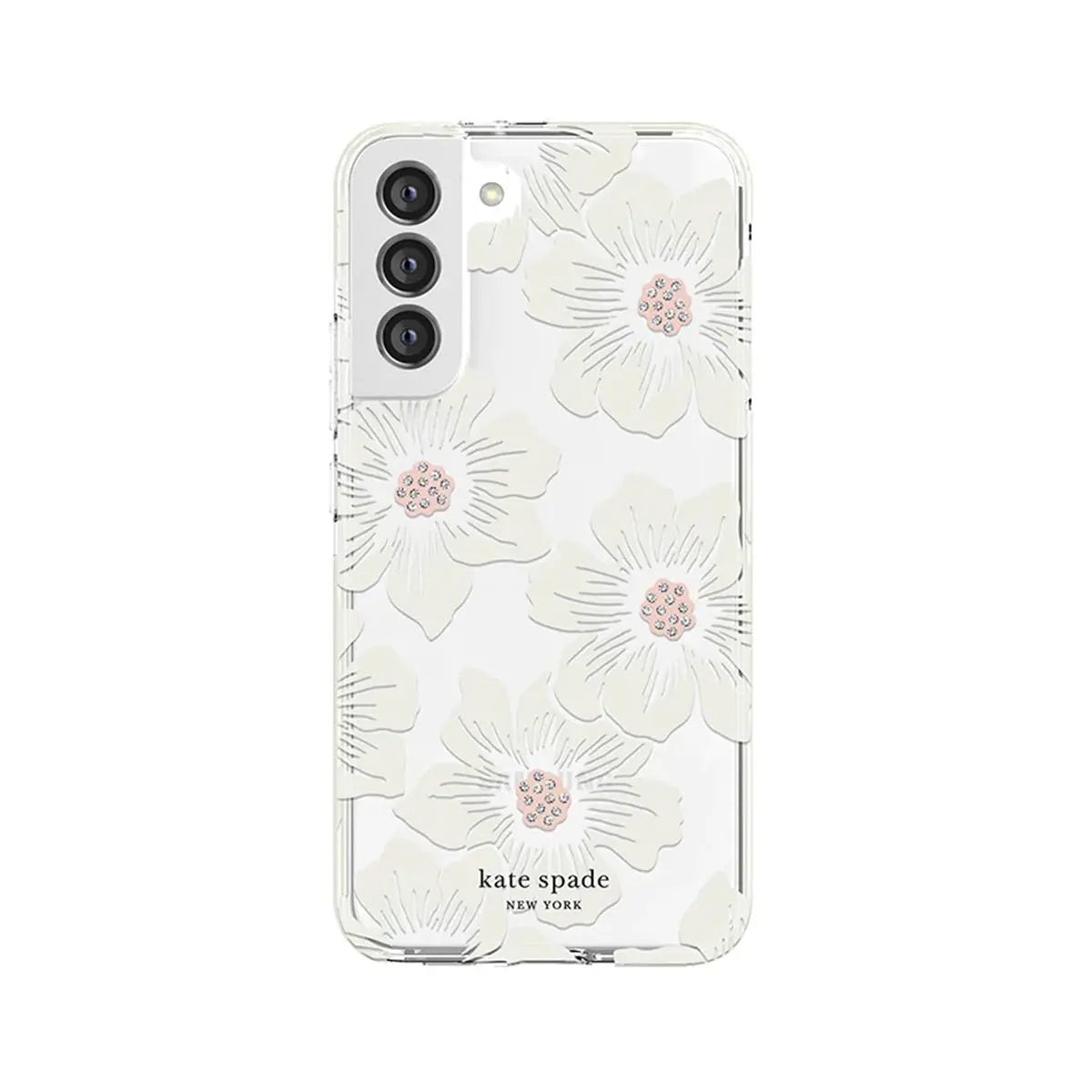 Kate Spade New York Defensive Hardshell Case for Samsung Galaxy S22 Series (Hollyhock Floral Clear)