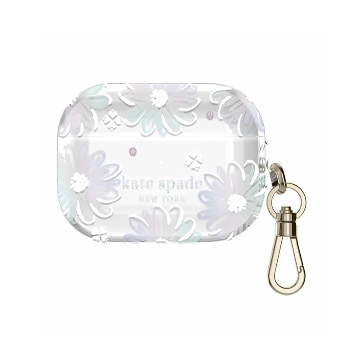 Kate Spade New York Protective AirPods Pro Case (Daisy Iridescent Foil/White/Clear)