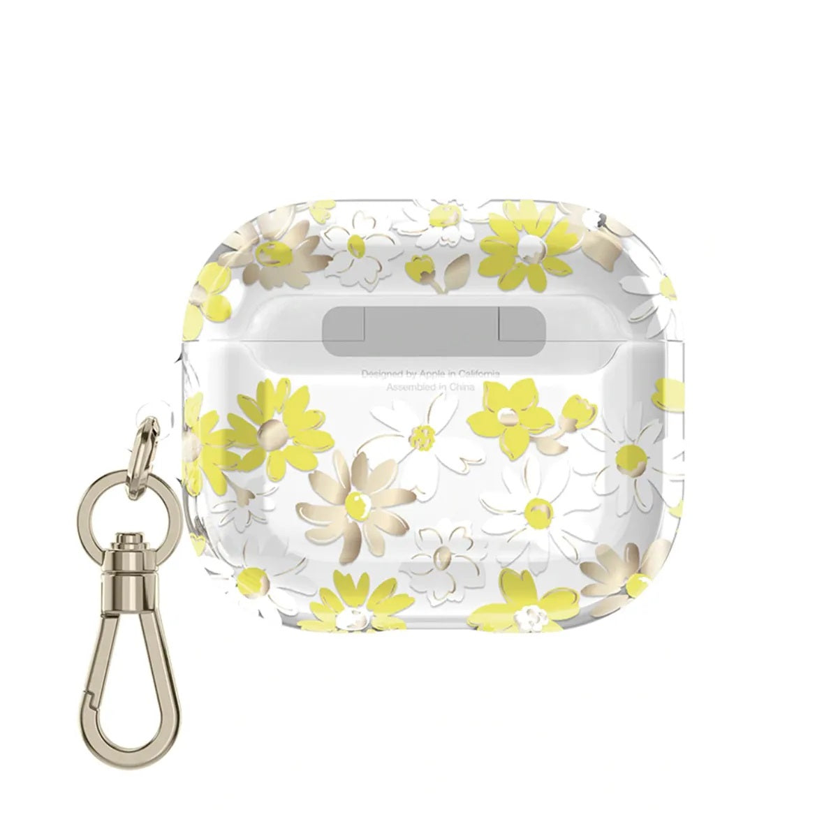 Kate Spade New York Protective AirPods Pro Case (Yellow Floral Medley/Flax Stone/White/Clear/Gold/Gold Logo)