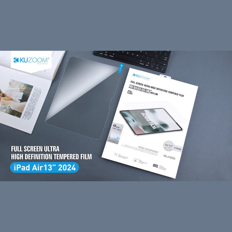 Kuzoom iPad Full Screen Ultra High Definition Tempered Flim for M3-M2 Air 11"/13"