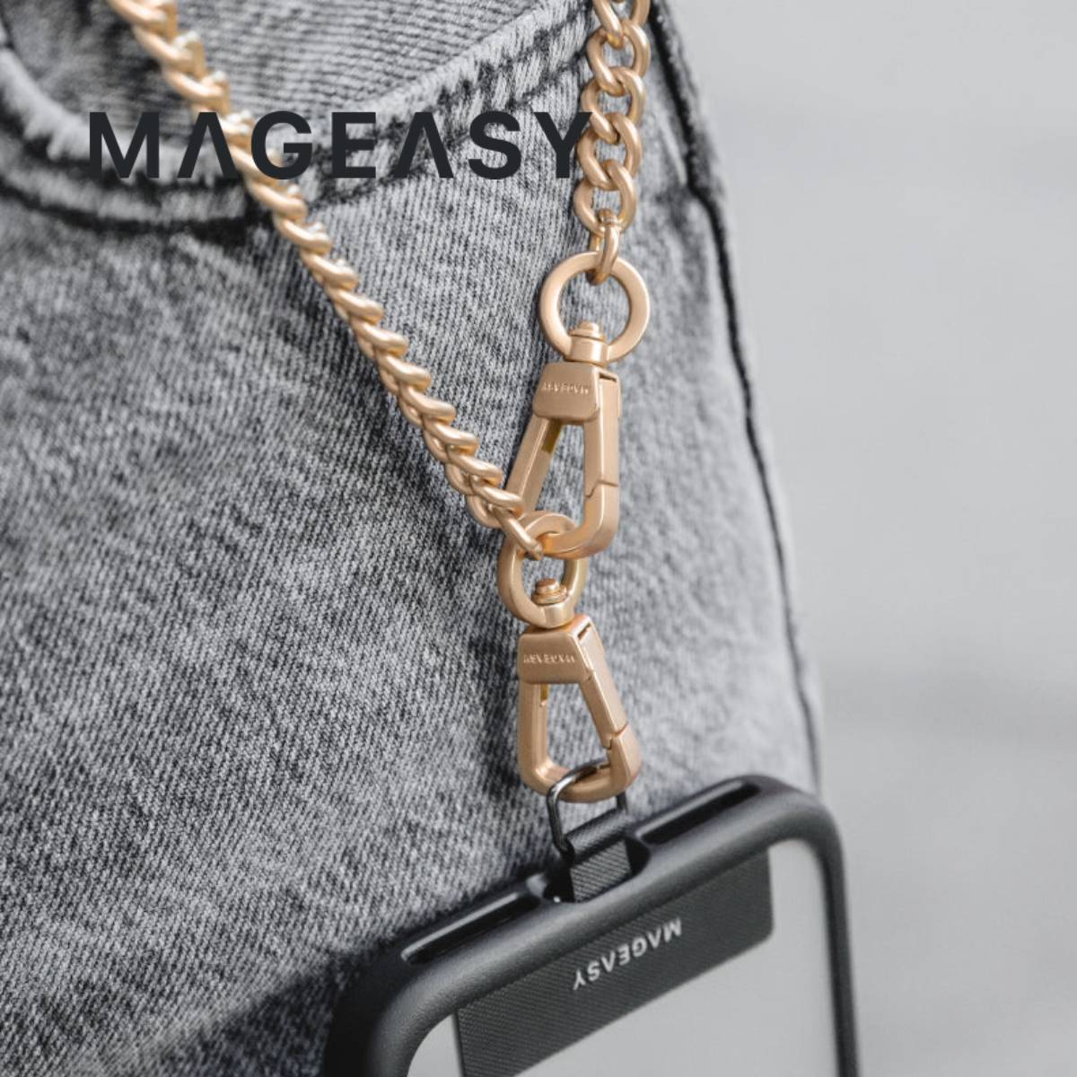 MagEasy Leather Chain Strap - Modern + Strap Card