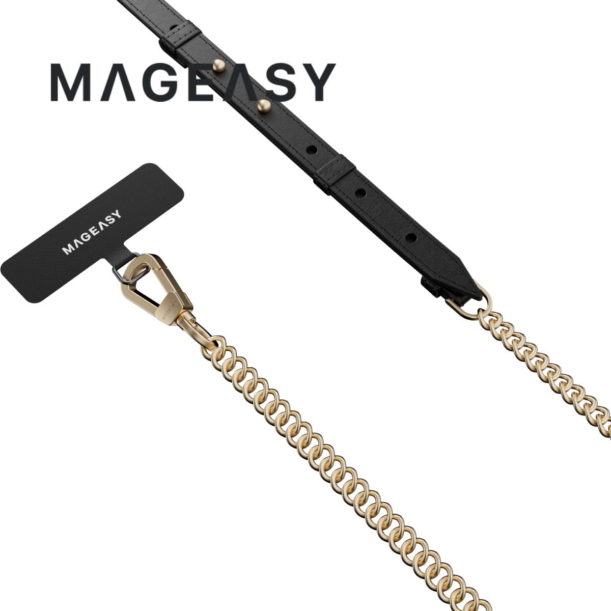 MagEasy Leather Chain Strap - Modern + Strap Card