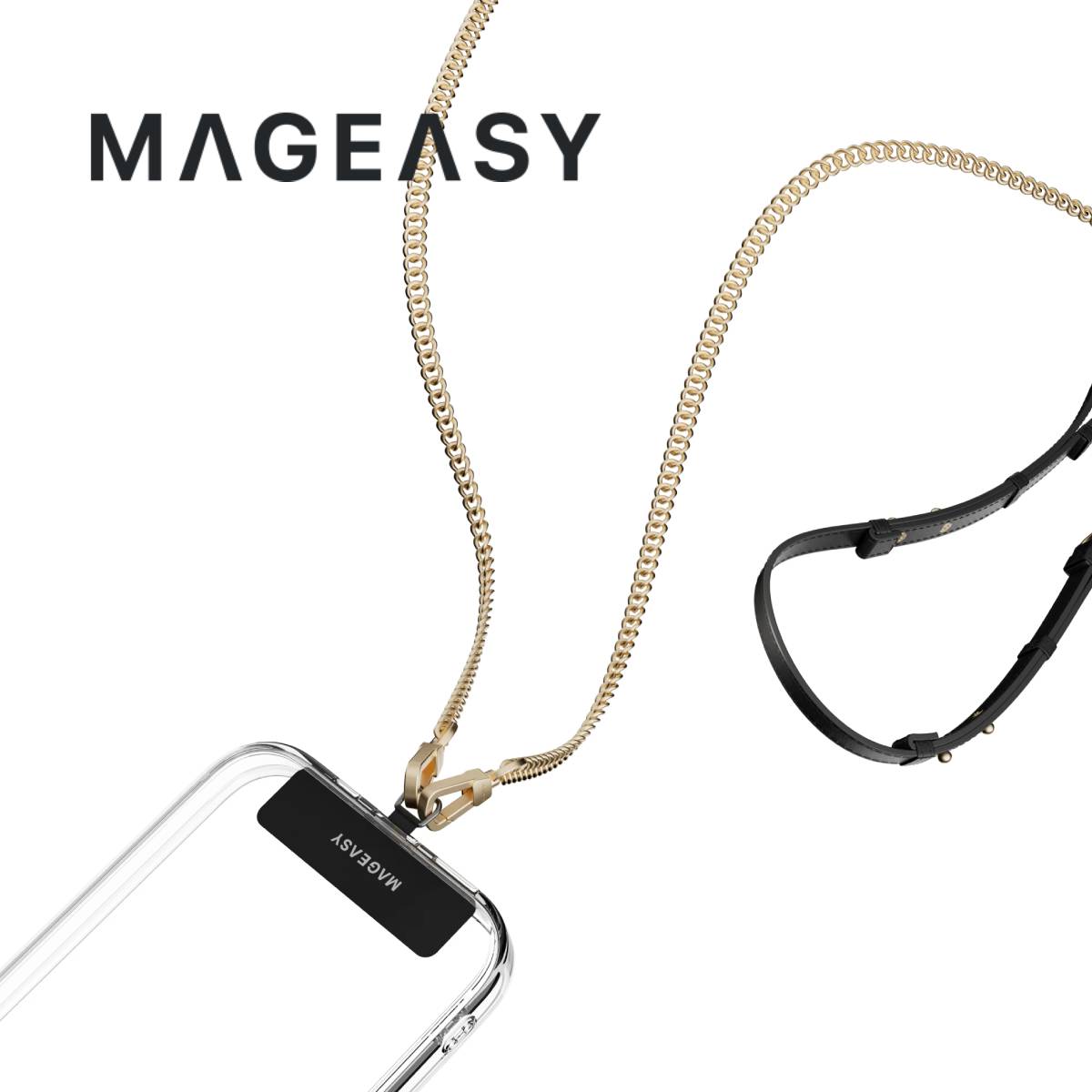 MagEasy Leather Chain Strap - Modern + Strap Card