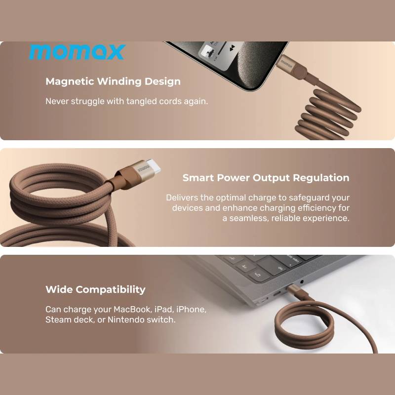 Momax Mag.Link Magnetic USB-C to USB-C Cable 100W 1m (DC52L2)