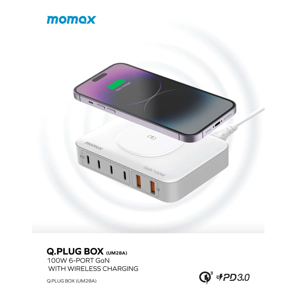 Momax ONEPLUG GaN 100W 6-Ports with Wireless Charging
