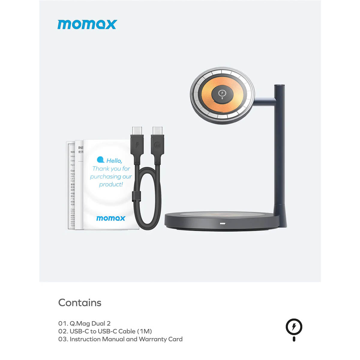 Momax Q.Mag Dual2 15W Dual Magnetic Wireless Charger (UD23)