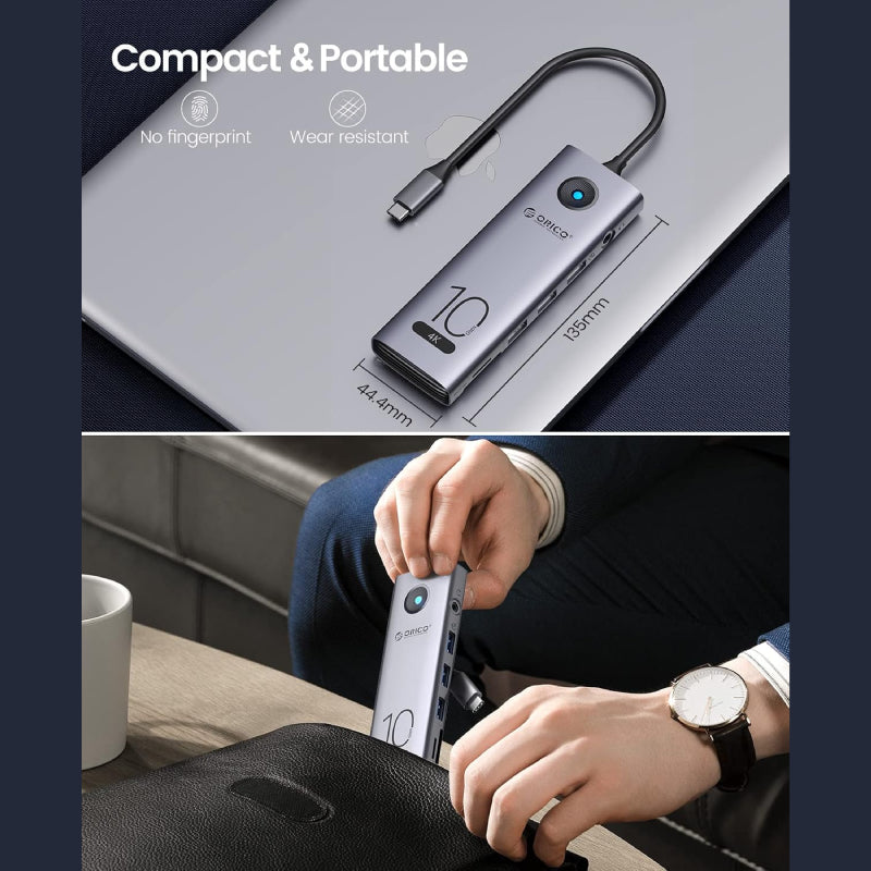 Orico 10 in 1 USB-C Hub with 4K@60Hz HDMI