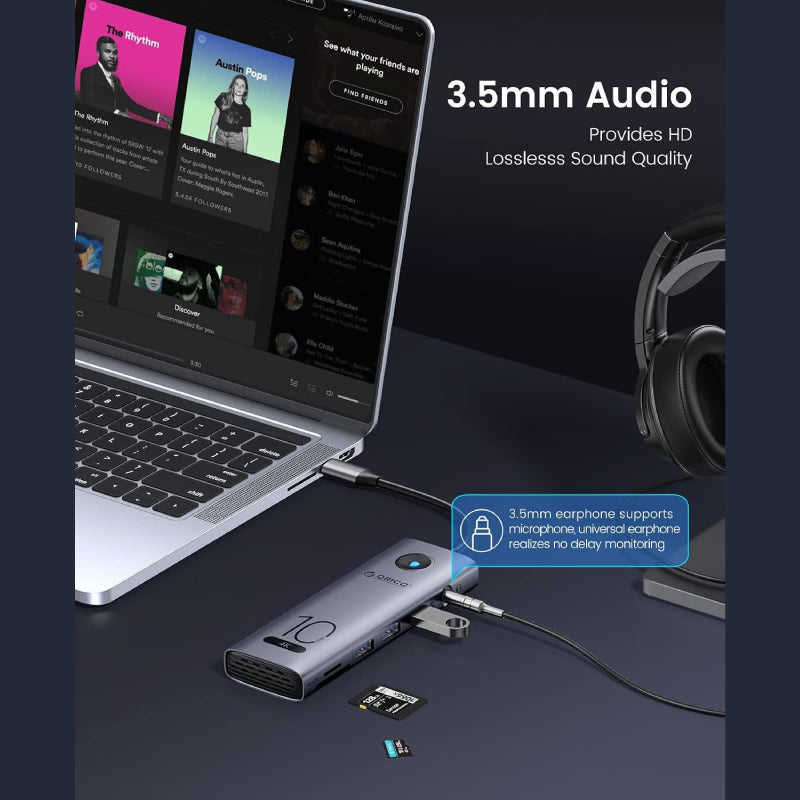 Orico 10 in 1 USB-C Hub with 4K@60Hz HDMI
