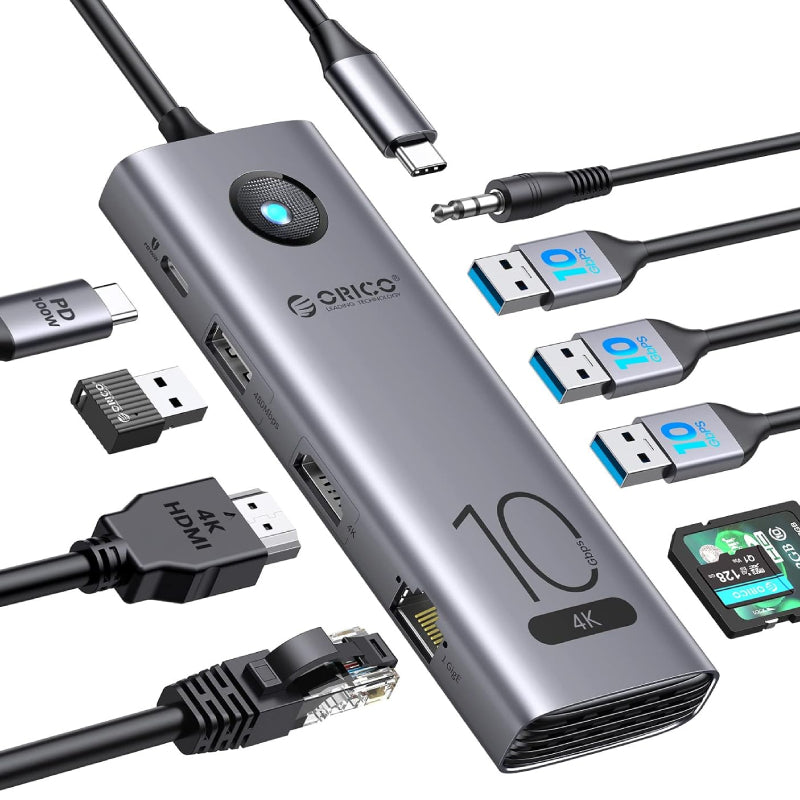 Orico 10 in 1 USB-C Hub with 4K@60Hz HDMI