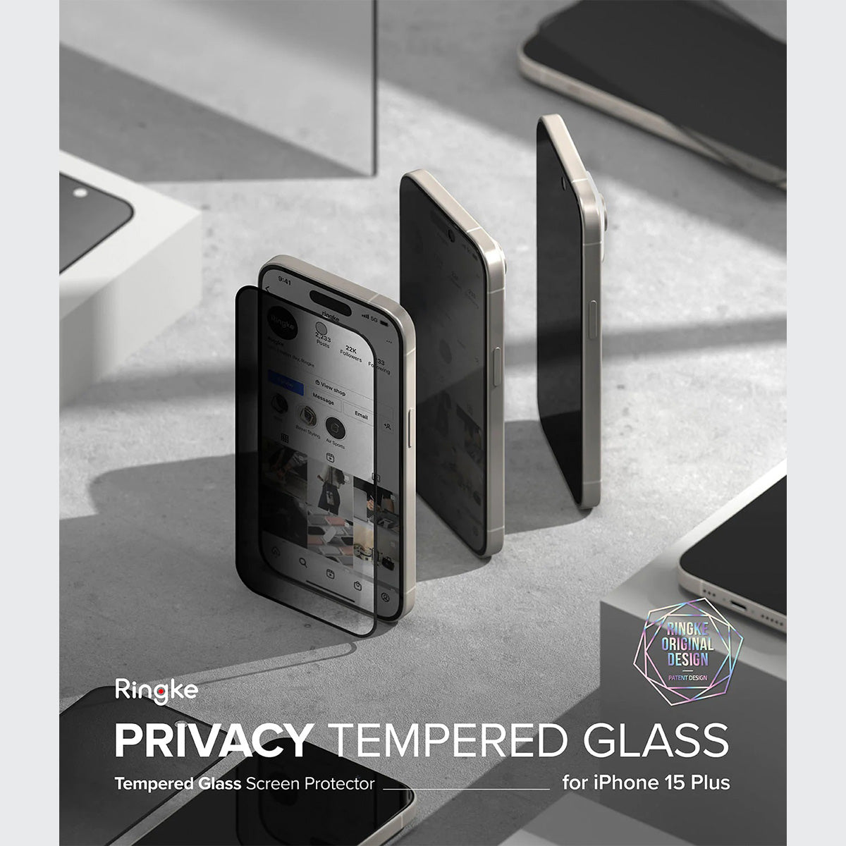 Ringke Privacy Glass Screen Protector for iPhone 15 Series
