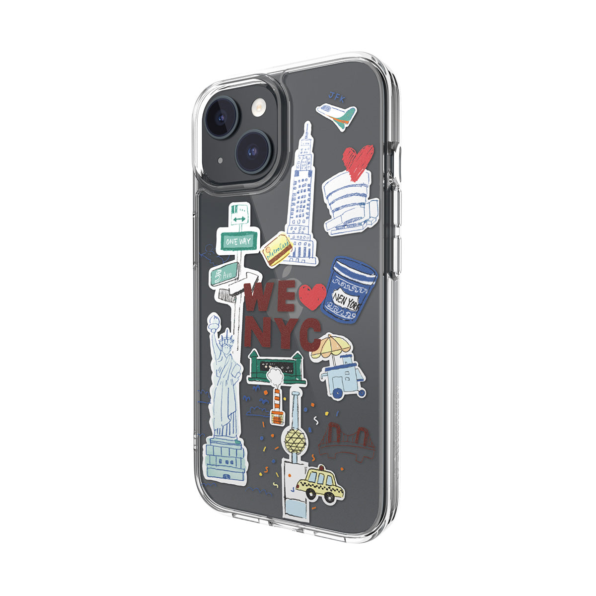 SwitchEasy City Hand-drawn Print Case with AirBarrier Shockproof Clear Case for iPhone 15 Series
