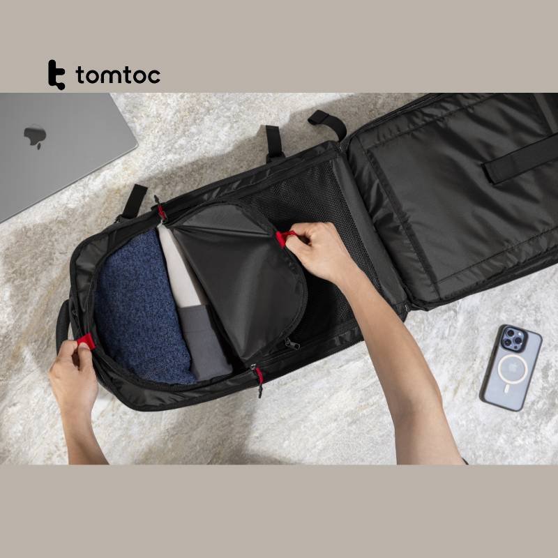 Tomtoc Navigator-A82 Travel Laptop Backpack 17″ (Black) - XtraSure | Apple Authorized Reseller in Myanmar