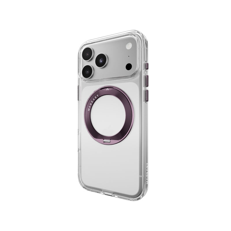 MagEasy Bright 360 M Never Yellowing Rotating Ring Protective Clear Case For iPhone 18 Series