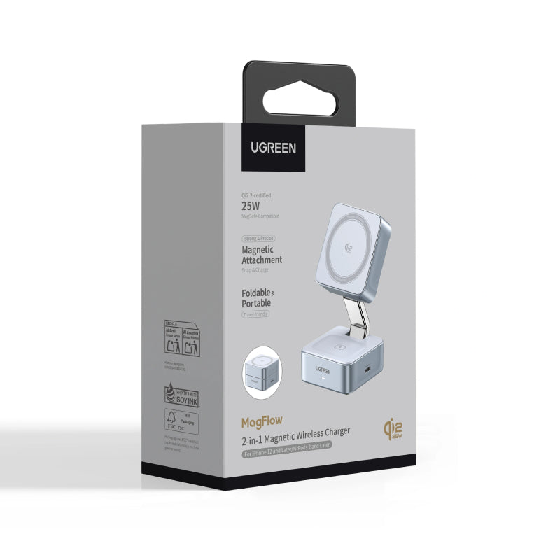 Ugreen 25W 2-in-1 Qi2 Magnetic Wireless Charger (W752)