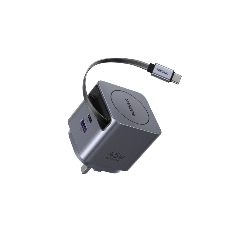 Ugreen 45W GaN Fast Charger with Retractable Cable (X614)