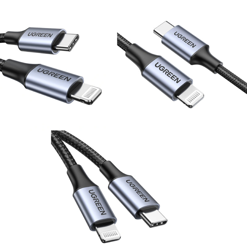 Ugreen MFI USB-C to Lighting Nylon Braided Charging Cable 1m (US304)