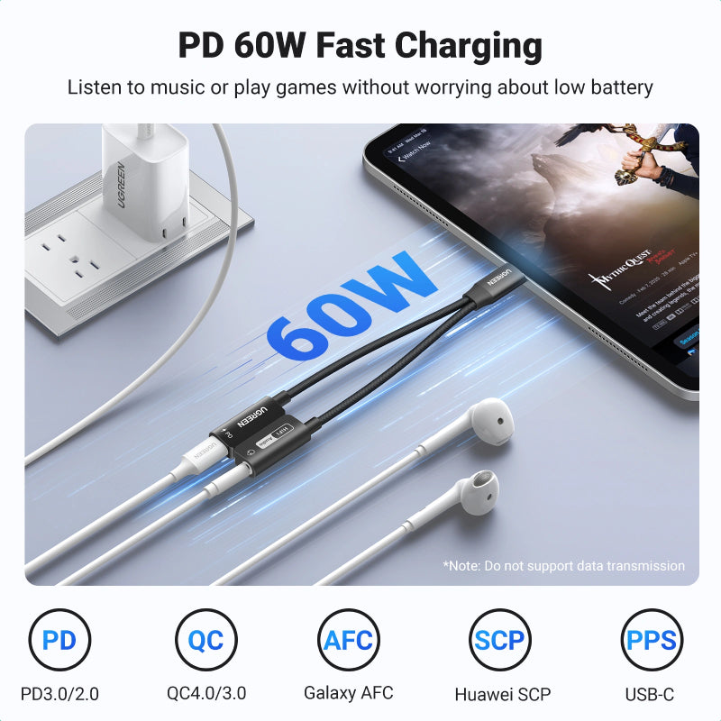 Ugreen Type-C to 3.5mm Audio Adapter with PD Charging (CM721)