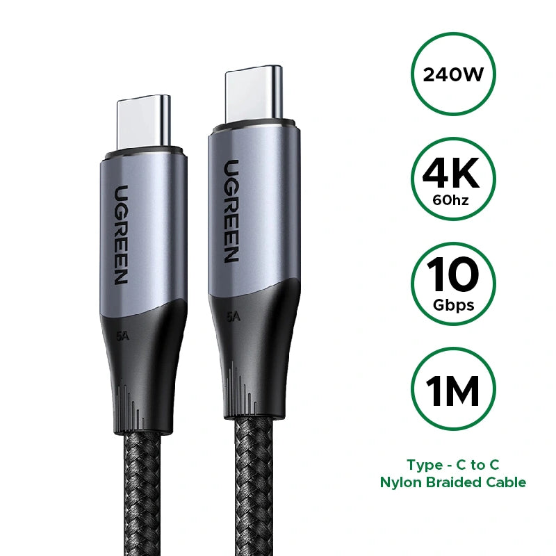 Ugreen USB-C to USB-C Nylon Braided Charging Cable 1m (US355)