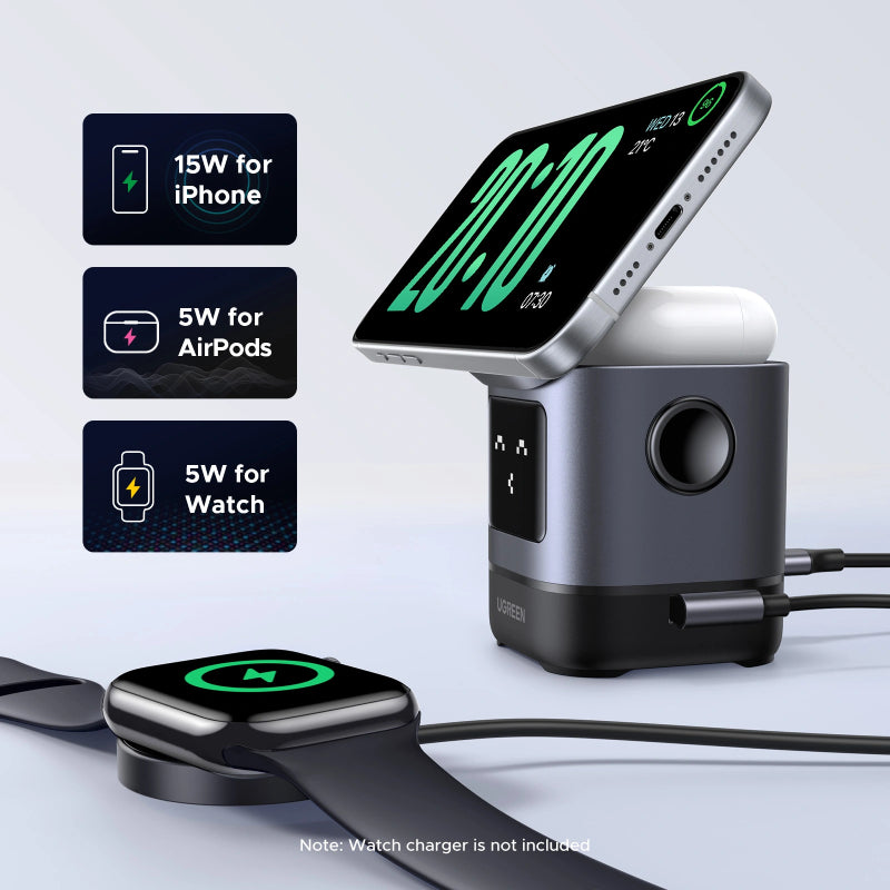 Ugreen Uno 25W 2-in-1 Qi2 Magnetic Wireless Charger (W709)