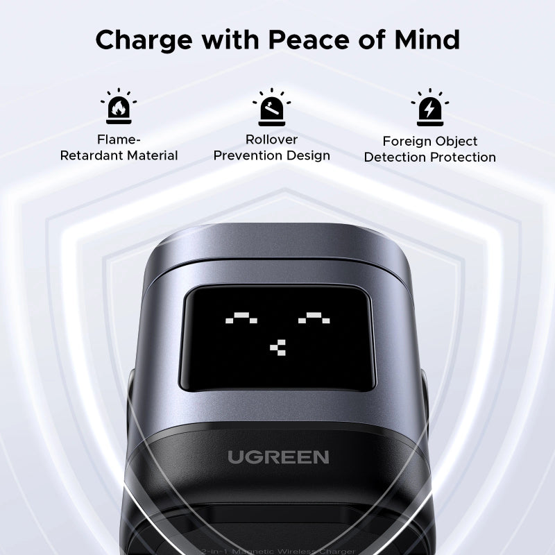 Ugreen Uno 25W 2-in-1 Qi2 Magnetic Wireless Charger (W709)