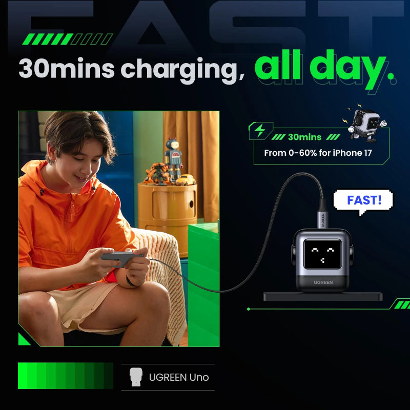 Ugreen Uno RG 30W 2Pin GaN Fast Charger (CD359)