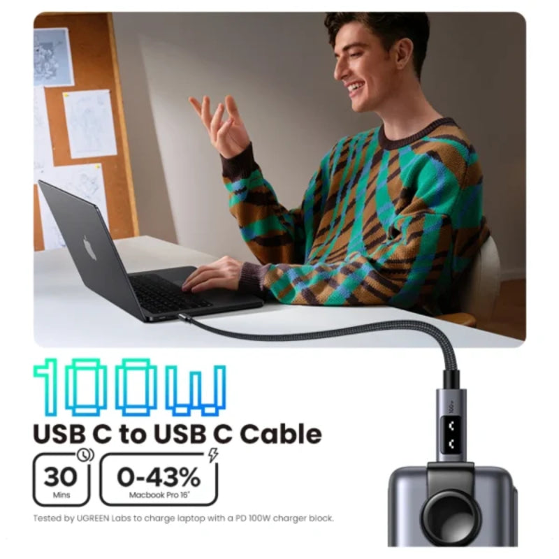 Ugreen Uno USB-C to USB-C PD Fast Charging Cable 3m (L509)