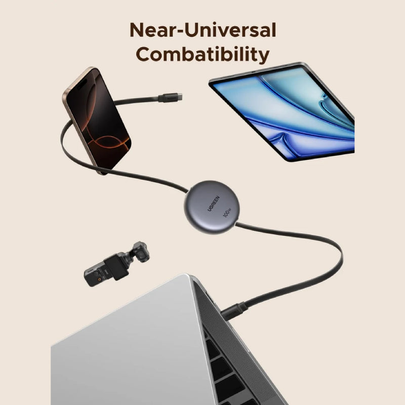 Ugreen 100W USB-C to USB-C Retractable Cable 1m (L531)