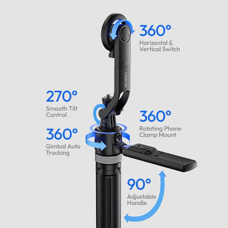 Ulanzi TT23 Auto-Tracking Selfie Stick Tripod(Phone Clamp Version)