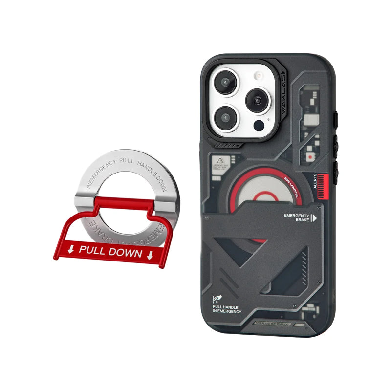 Wakcas Black Emergency Panel MagSafe Case for iPhone 18 Series
